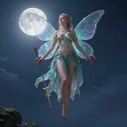 ana de armas as an attractive fairy magically floating high in the night, fantasy, full moon in background. highly detailed painting by gaston bussiere, craig mullins, j. c. leyendecker, mid shot, 8 k realistic, cryengine, frostbite 3 engine, sharp focus