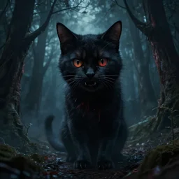 scary cat in unbelievable nightmare, dream - like creepy
