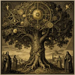 huge thick detailed world tree yggdrasil, gothic, renaissance, ornaments, symbolism, astrology, esoteric, norse mythology, worldtree, yggdrasil, art by giger, gustave dore and greg rutkowski and magali villeneuve and beksinski, golden ratio, rule of thirds, highly detailed, digital painting, trending on artstation, concept art, sharp focus