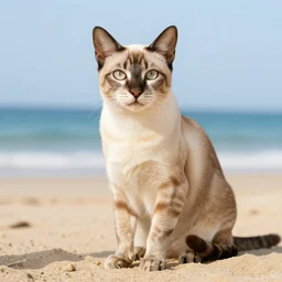 beautiful photo portrait egyptian cat at the beach, professional photo
