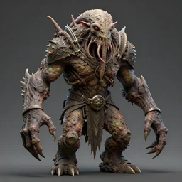massive lord of the rings cavetroll with worm head, with long arms, 8 k, octane render, high detailed, render, zbrush