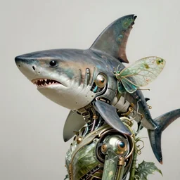 a portrait of a beautiful young vegetal - insectoid - cyborg shark, by kiki smith, by tony diterlizzi, portrait, ilford hp 5, side - view, f / 2. 8, 1 6 k, natural lighting, insanely detailed and intricate, hypermaximalist, elegant, ornate, hyper realistic, super detailed