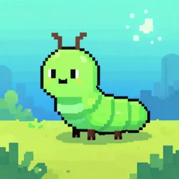 happy pixelated larva