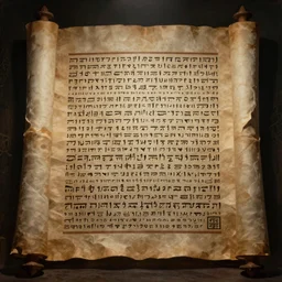ultra - realistic photo an evil - looking dead sea scroll with nabeatean aramaic in short sideways columns, dark, brooding, volume lighting, atmospheric lighting, painted, intricate, ultra detailed by leesha hannigan, thierry doizon, kai carpenter, well composed, best on artstation, cgsociety, epic, stunning, gorgeous, intricate detail, wow, masterpiece