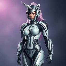 beautiful female cyborg in full body space suit fashion design by versace, unicorn helmet, steel boots, artgerm, photoshoot, intricate, highlydetailed, artstation - n 4