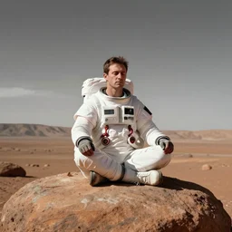 geordie laforge meditating on a rock on mars