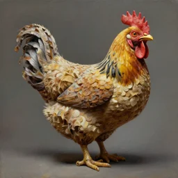 a fractal chicken, conceptual sculpture, intricate detail, volumetric shadows and lighting, realistic oil painting by tim hildebrandt,
