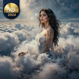 proto indoeuropean paint carvings of photographic evidence of a beautiful woman model in a mystifying cloudfields. agi inc ink award winning photography with paint. realism dslr hd photography with ray tracing, lens flare and vivid imagery