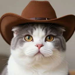 young male cat wearing a cowboy hat | | cute - fine - face, white and grey cat, fluffy, pretty face, key visual, realistic shaded perfect face, 3 d, anime, fine details by stanley artgerm lau, wlop, rossdraws, james jean, andrei riabovitchev, marc simonetti, and sakimichan, trending on artstation