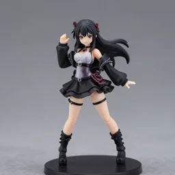 still figurine of goth girl wearing alternative clothes, personification, dynamic pose, detailed product photo, featured on amiami, 8 k, 8 5 mm, f. 1 4, beautiful composition,