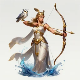 Greek Goddess Athena, League of Legends Splash Art, Trending on Artstation, Bow and Arrow, Owl