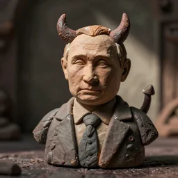 plasticine sculpture of a Putin as a devil