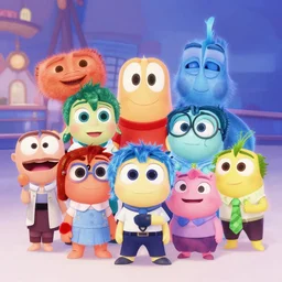 a cast of pixar characters