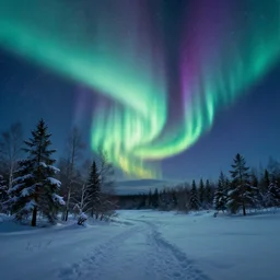 beautiful nature, winter, night, norhtern lights, aurora borealis, hyperdetailed, focused, cinematic lighting, oil painting, colorful, canvas, artstation, Albert Bierstadt, Hans Dahl, Theodor Kittelsen, Hermann Hendrich, Konstantin Yakovlevich Kryzhitsky