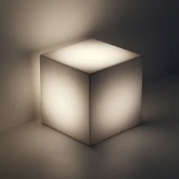 a cube in a room with one light, octane render