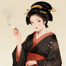 high class geisha with a cigarette holder by artstation