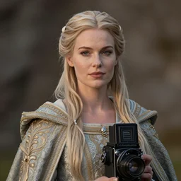 portrait photograph of a very beautiful nordic queen with ornate cloak, highly detailed, 4k, HDR, smooth, sharp, focus, hyper realistic, high resolution, award-winning photo, bokeh, graflex camera, super resolution
