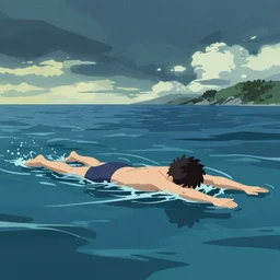 swimming in a sea of incredible joy, a simple textured vector based illustration, critical detail, contrasting colors, sharp focus, atmospheric dreamscape painting, wlop by ( junji ito )
