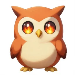 full shot,a painting of cute owl Pokémon with big eyes made of flame,Digital art