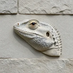 a lizard head in the style ofvhils. wall, stone