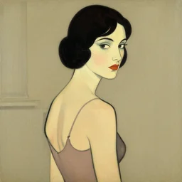 woman looking over her shoulder, artwork by milo manara