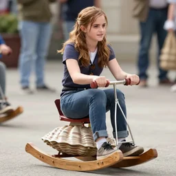 emma watson riding a rocking clam