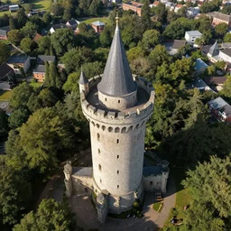 aerial view of wizard's tower, photograph, 8 k