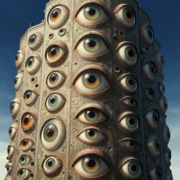 detailed, sharp, a building covered by numerous giant eyes by Zdzislaw Beksinski, by Junji Ito, by Paul Lehr, digital art, illustration, trending on artstation, HD, 8K, highly detailed, good lighting, beautiful, epic, masterpiece