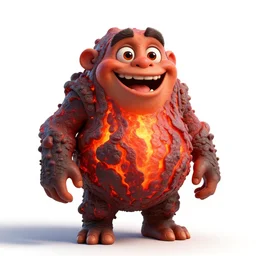cheerful lava golem, detailed 3d character render, full body, standing, isolated on a pure white background, centered, whole figure in frame, sharp focus, studio lighting