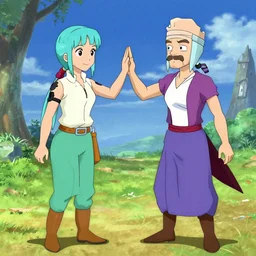 squigglevision walter white high - fiving bulma