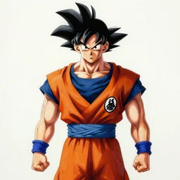 ultra realistic portrait painting of goku, art by masashi kishimoto, 4 k, naruto artstyle, cel shaded, highly detailed, epic lighting, full body