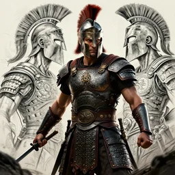 Spartan warrior ready to battle, Dynamic lighting, cinematic, establishing shot, extremely high detail, foto realistic, cinematic lighting, pen and ink, intricate line drawings, post processed, concept art, artstation, matte painting, style by Raphael Lacoste, Eddie Mendoza