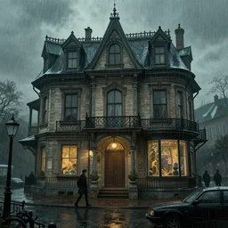 an old victorian city with rainy atmosphere and moody and cinematic lighting by alphonse mucha, simon stalenhag and darek zabrocki, greg ruthkowski, craig mullins, cinematic and atmospheric, concept art, artstation, trending on artstation