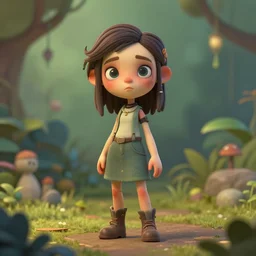 really cool sketchy female human alone, cute, detailed garden background, focused, dramatic, trending on artstation