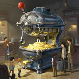 greg manchess concept art of a the buttercream machine dimension, key visual, ambient lighting, highly detailed, digital painting, artstation, concept art, sharp focus, by makoto shinkai and akihiko yoshida and hidari and wlop and greg rutkowski