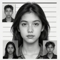 identikit picture of a criminal, low detail, low face, mugshot, b & w, composite drawing, composite picture, id picture, photofit, police files