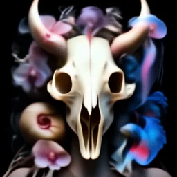 goddess close-up portrait animal skull. jellyfish phoenix head, nautilus, orchid, skull, betta fish, bioluminiscent creatures, intricate artwork by Tooth Wu and wlop and beeple. octane render, trending on artstation, greg rutkowski very coherent symmetrical artwork. cinematic, hyper realism, high detail, octane render, 8k
