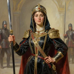 a proud female Ottoman Janissary, by Charles Sillem Lidderdale and Greg Rutkowski, 4k, brilliant, painterly, realism