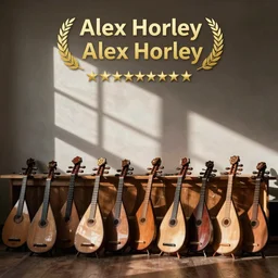 A workshop full of lutes, dozens of lutes, by Alex Horley