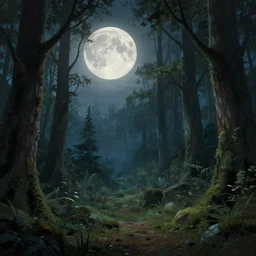 fantasy book cover, full moon, fantasy forest landscape, sharp focus, illustration, highly detailed, digital painting, concept art, matte, masterpiece
