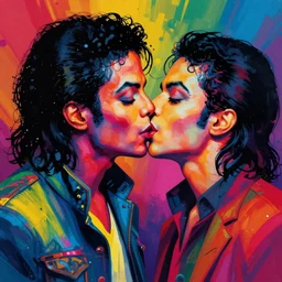 weird and disturbing portrait of michael jackson kissing, vivid colors, neon, art by gregory crewdson, ( ( ( kuvshinov ilya ) ) ) and wayne barlowe and francis bacon and artgerm and wlop and william - adolphe bouguereau