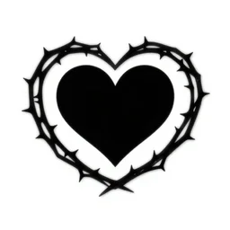 city made of thorns, simple vector logo with a large black heart on a white background