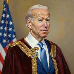 joe biden, king of all kings, oil painting, detailed and realistic