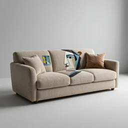 3 d render of a cool couch designed by pablo picasso detailed