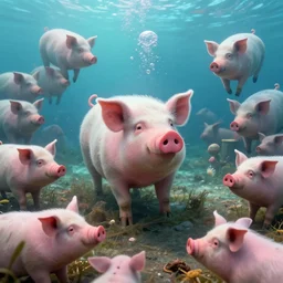 undersea sentient pigs civilization, 8K, trending on artstation