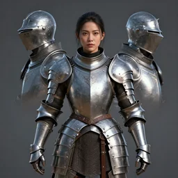 epic portrait of female brianne yi in plate armour by cleavanger and elvgren epic awesome gorgeous symmetrical perfect octane vfx maya render realistic
