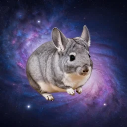 chinchilla floating in galaxy