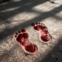 footprints of blood