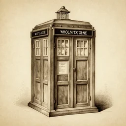steampunk tardis. anatomical sketch by leonardo da vinci, sepia paper, intricately detailed