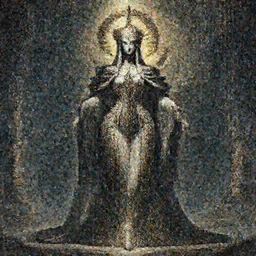 mad priestess of forbidden knowledge concept art, symmetrical, rule of three, detailed body, full body, detailed face, ultradetailed digital illustration, 8 k, epic atmosphere, digital art by simon cowell and kentaro miura